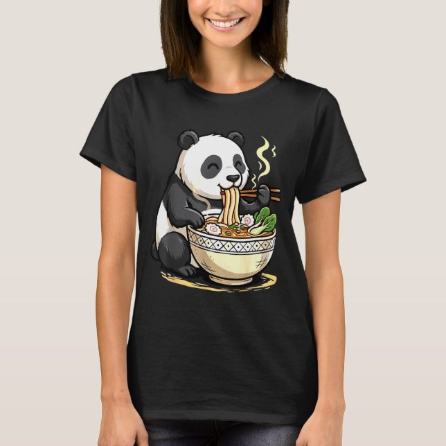Panda Eating Funny Ramen Noodles  T-Shirt (Vorderseite)