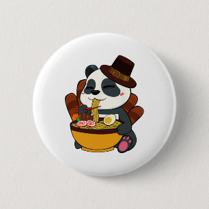 Panda Eating Ramen Erntedank Day Japanisches Essen Button