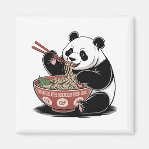 Panda Eating Ramen Japanischer Retro Ukiyo-e Stil Magnet