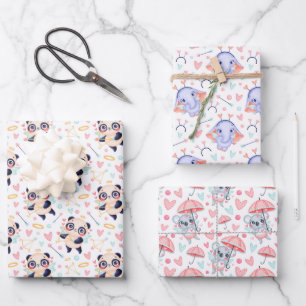 Panda Elephant Koala Love Wrapping Papier ensemble