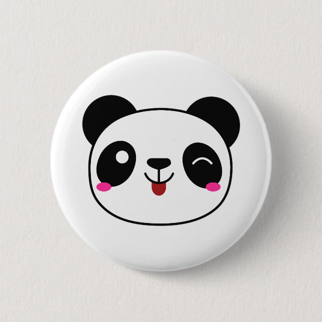 Panda Emoji runder Knopf Button (Vorderseite)