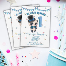Panda en chapeau - Invitation d'anniversaire perso