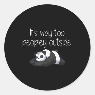 Panda es ist viel zu viel Leute draußen vor sich Runder Aufkleber