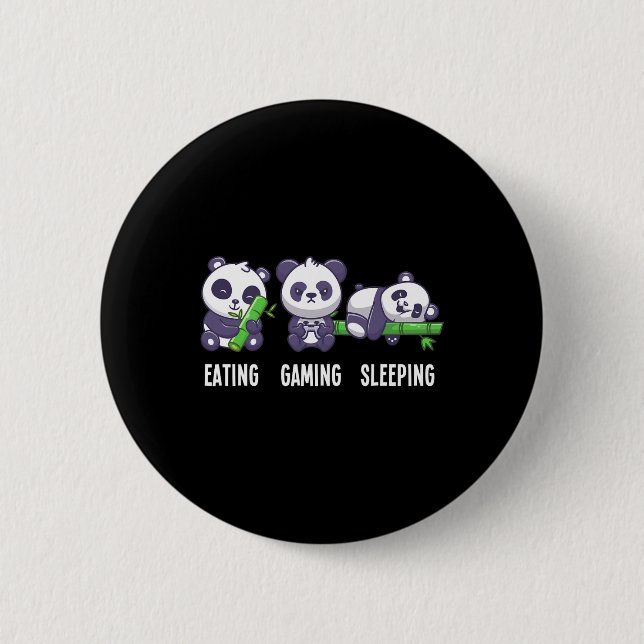 Panda-Essen Spielen Schlafen für Multiplayer-Spiel Button (Vorderseite)