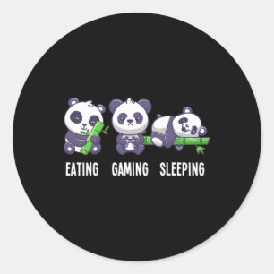 Panda-Essen Spielen Schlafen für Multiplayer-Spiel Runder Aufkleber