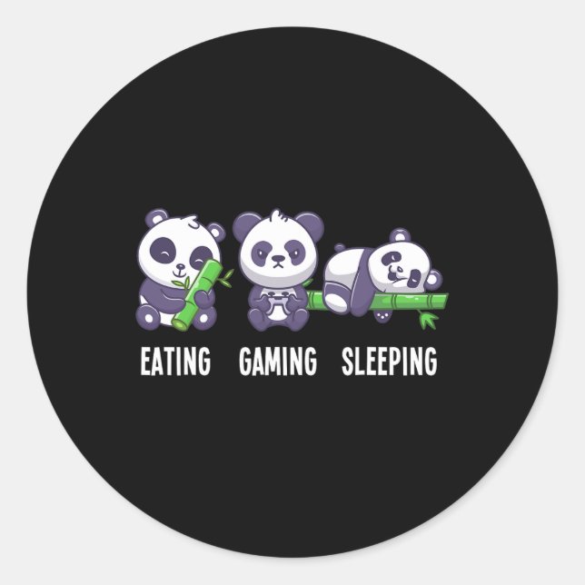 Panda-Essen Spielen Schlafen für Multiplayer-Spiel Runder Aufkleber (Vorderseite)
