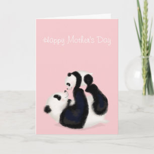 Panda et petit carte de fête des mères (rose)