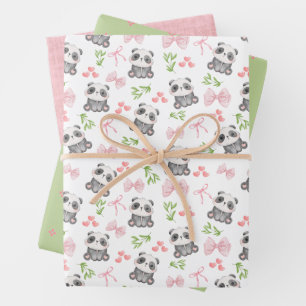 Panda et vaches Enveloppement de papier Plat Feuil