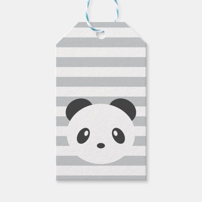 Panda étiquettes cadeaux rayées (Devant)