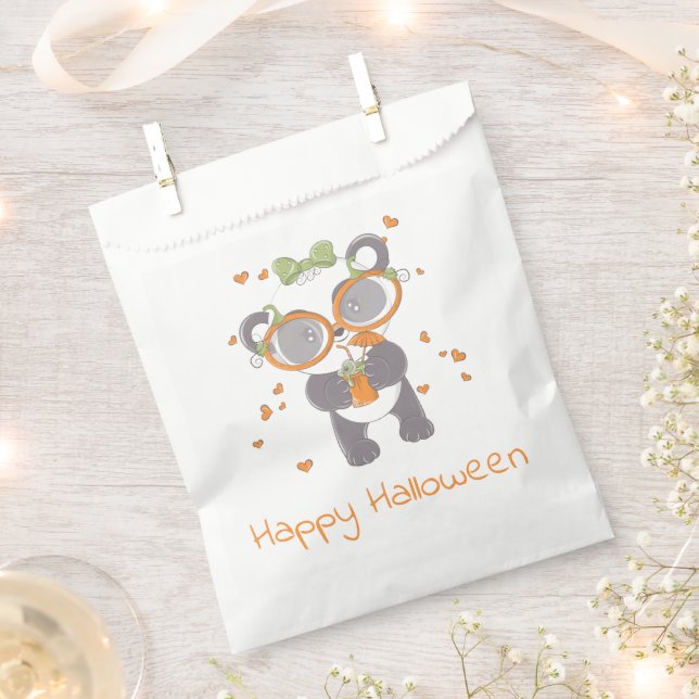 Panda Eyeball Drink Hearts Happy Halloween Geschenktütchen (Ausgeschnitten)