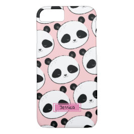 Panda Face Pattern Rosa Individuelle Name Case-Mate iPhone Hülle