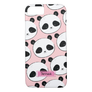 Panda Face Pattern Rosa Individuelle Name Case-Mate iPhone Hülle