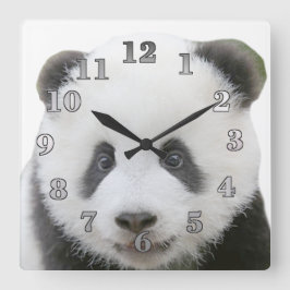 Panda Face Quadratische Wanduhr