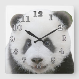 Panda Face Quadratische Wanduhr