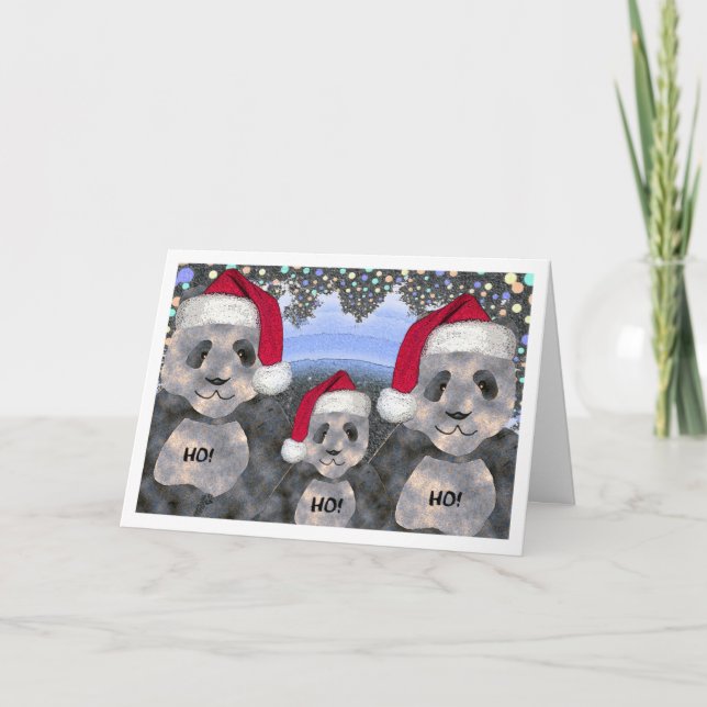 Panda-Familien-Weihnachten Feiertagskarte (Vorderseite)