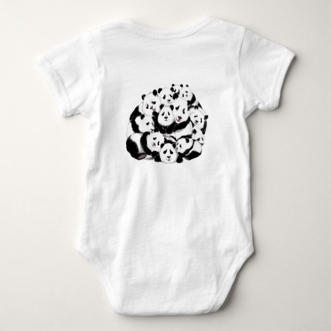 Panda Family Baby Bodysuit - Spaß Baby Strampler (Rückseite)