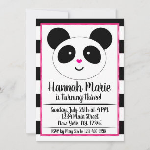 Panda fêté Anniversaire Invitation