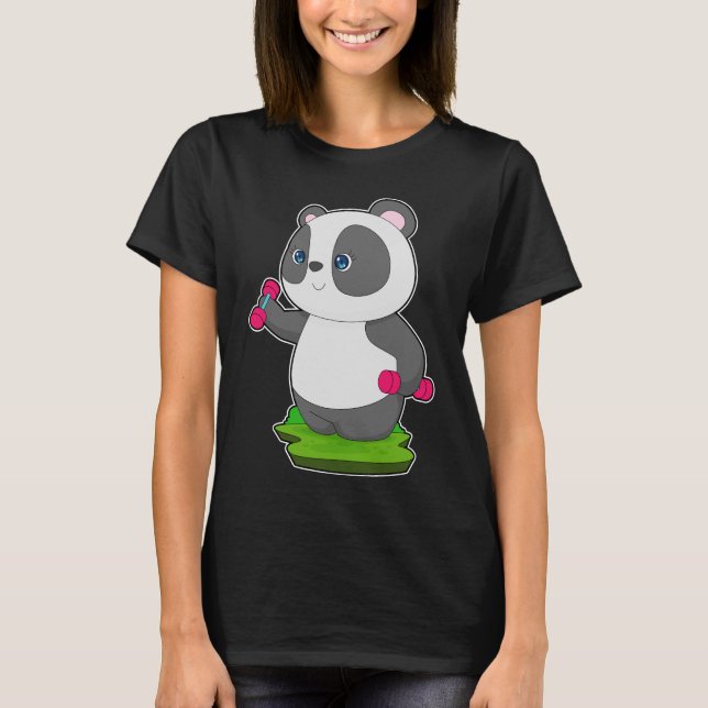 Panda Fitness Dumbells T-Shirt (Vorderseite)