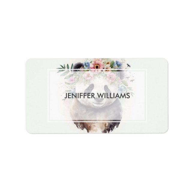 Panda Flowers Watercolor                     Adressaufkleber (Vorne)