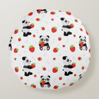 Panda fofo com morango rundes kissen