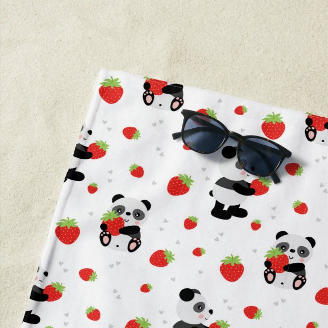 Panda fofo com morango strandtuch (Beispiel)