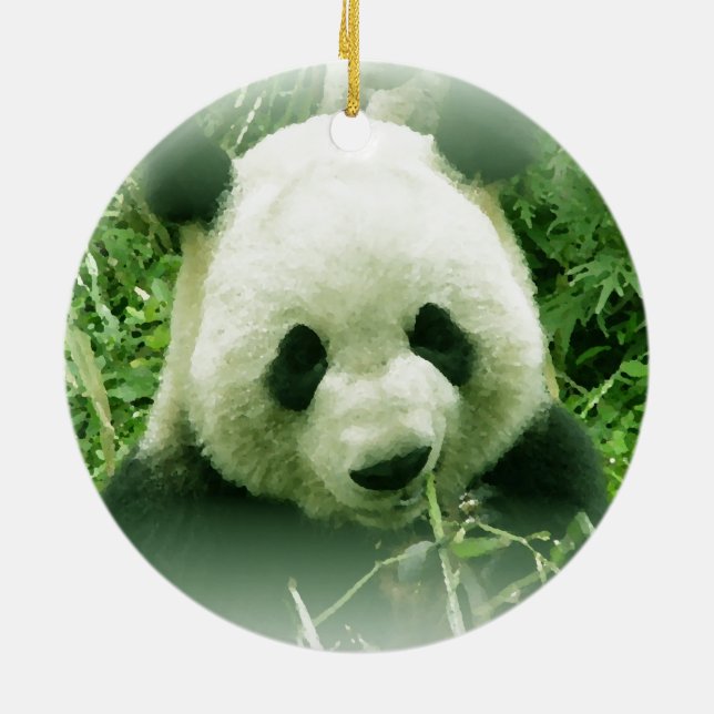 Panda Forest Grass Blätter Weihnachtsbaum Ornament (Hinten)