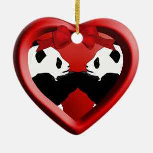 Panda Friends Noël Coeur Ornement