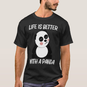 Panda für Männer Frauen Schwarz-weiß Bärenkuppe T-Shirt