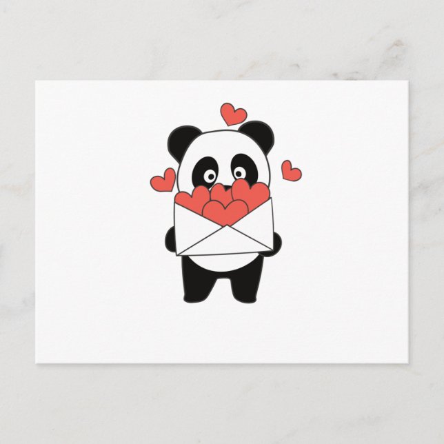 Panda für Valentinstag Niedliche Tiere mit Herz Postkarte (Vorderseite)