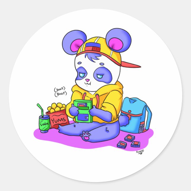 Panda Gamer-Aufkleber Runder Aufkleber (Vorderseite)