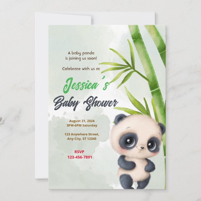 Panda Garden Baby Dusche Einladung (Vorderseite)