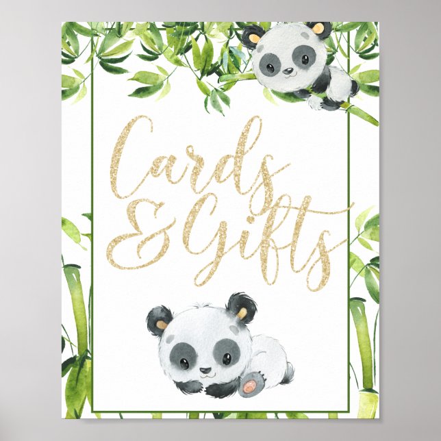 Panda Gender Neutral Baby Shower Cards und Geschen Poster (Vorne)