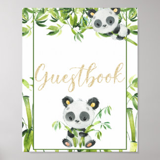 Panda Gender Neutral Baby Shower Guestbook Poster