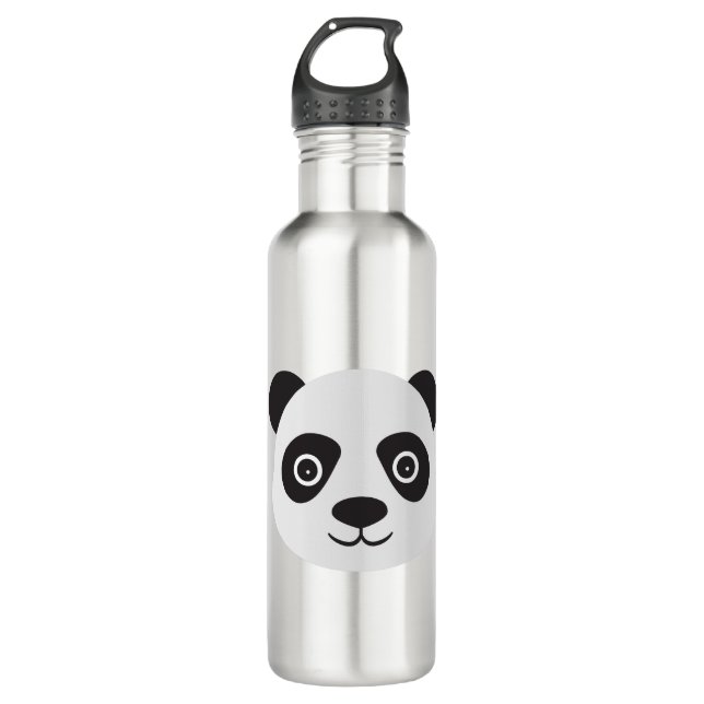 Panda Gesicht Schwarz-Weiß-Bär Edelstahlflasche (Vorderseite)