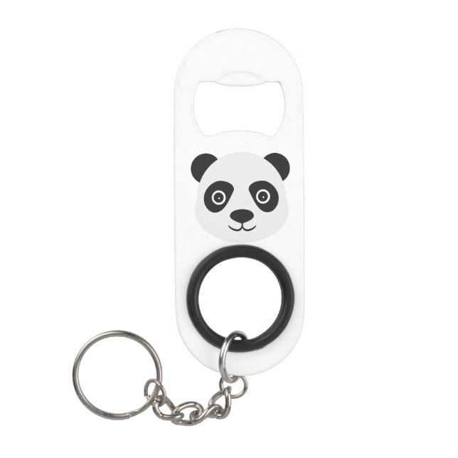 Panda Gesicht Schwarz-Weiß-Bär Mini Flaschenöffner (Vorderseite)