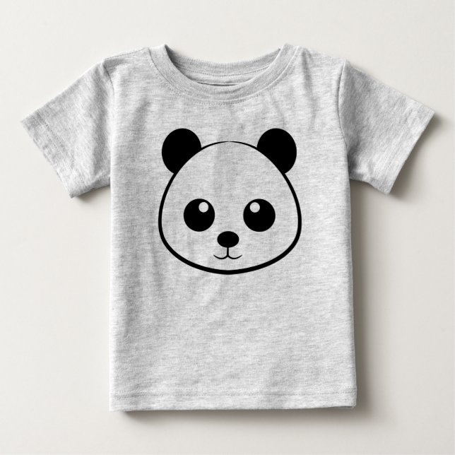 Panda-Gesicht Zeichnend Baby T-shirt (Vorderseite)