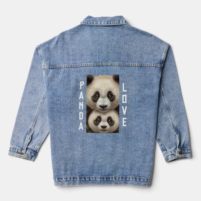 Panda-Gesichter Eltern und Kind Jeansjacke (Rückseite)