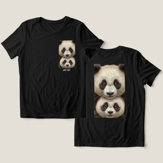Panda-Gesichter Eltern und Kind Tri-Blend Shirt (Design Vorderseite & Rückseite)