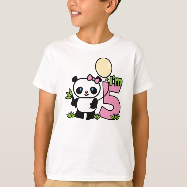 Panda Girl 5. Geburtstag T-Shirt (Vorderseite)