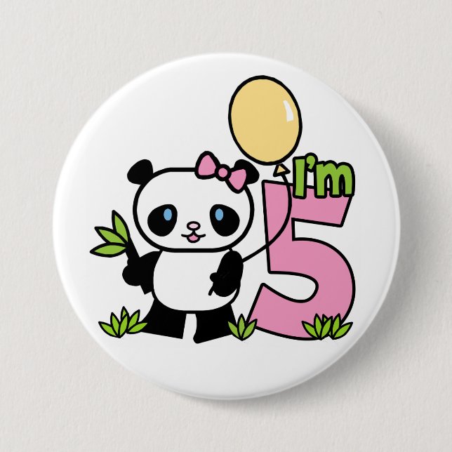 Panda Girl 6. Geburtstag Button (Vorderseite)