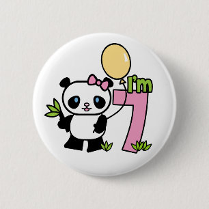 Panda Girl 7. Geburtstag Button