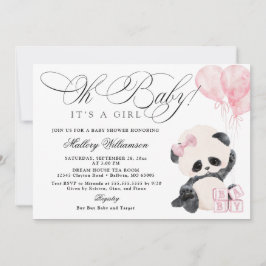 Panda Girl Baby Shower Einladung