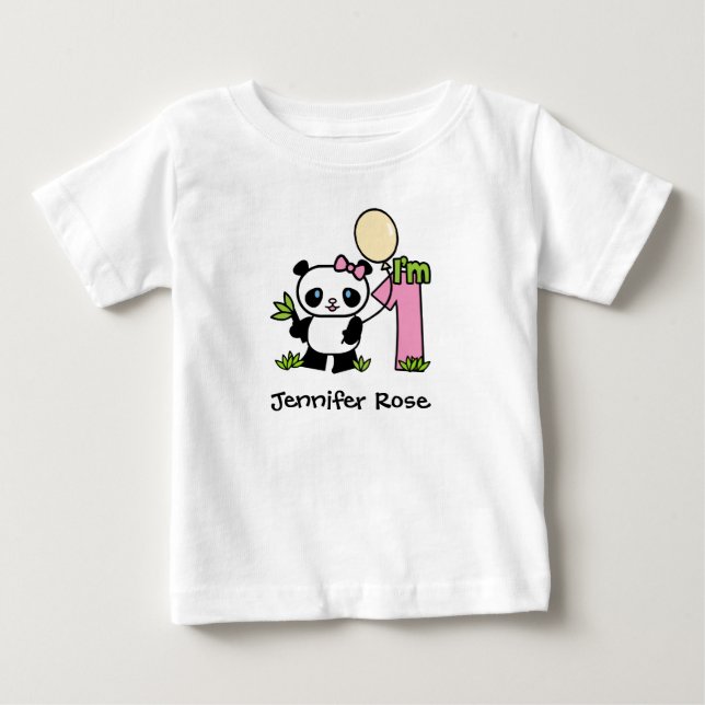 Panda Girl First Birthday Baby T - Shirt (Vorderseite)