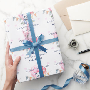 Panda-Girlande und Ballons Baby Shower Geschenkpapier