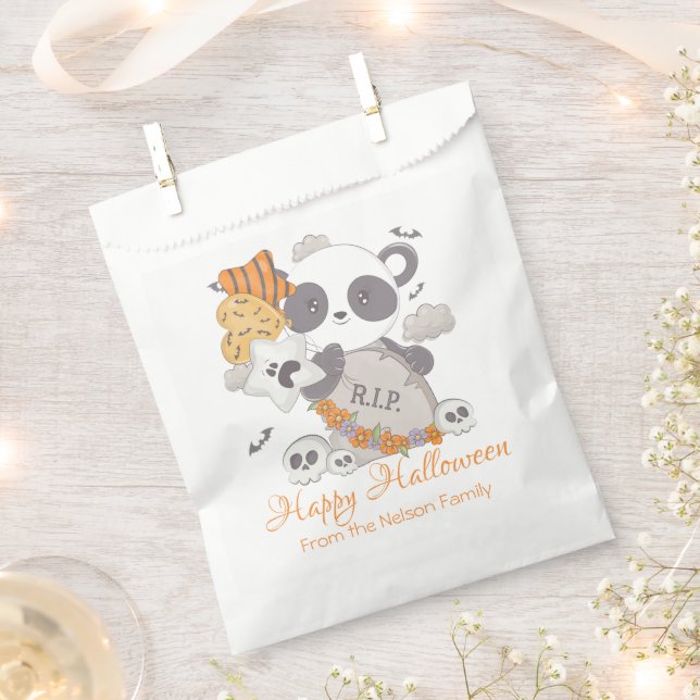 Panda Grave Rip Fledermäuse Happy Halloween Geschenktütchen (Ausgeschnitten)