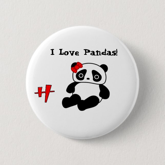 Panda, h, i-Liebe-Pandas! - Besonders angefertigt Button (Vorderseite)