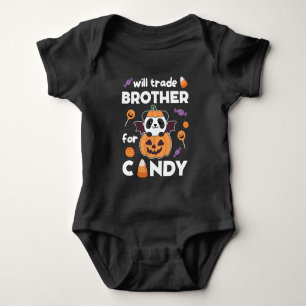 Panda Halloween Trade Brother for Candy Baby Strampler