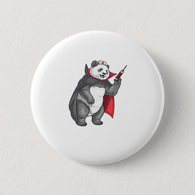 Panda Halloween Vampire Nurse Oversized T-Shirt Button (Vorderseite)