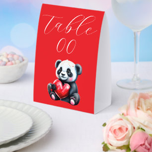 Panda hält rotes Herz   Benutzerdefiniertes Logo & Tischaufsteller