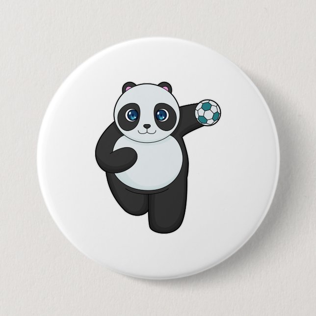 Panda Handball Spieler Handball Button (Vorderseite)